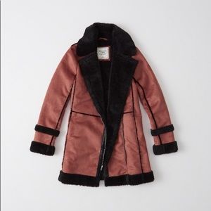 Abercrombie suede shearling coat small